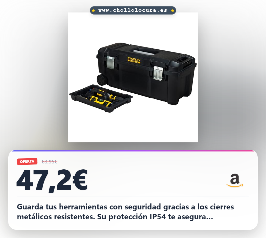 Consigue la caja de herramientas Stanley FATMAX con cierres metálicos y protección IP54 para talleres al mejor precio