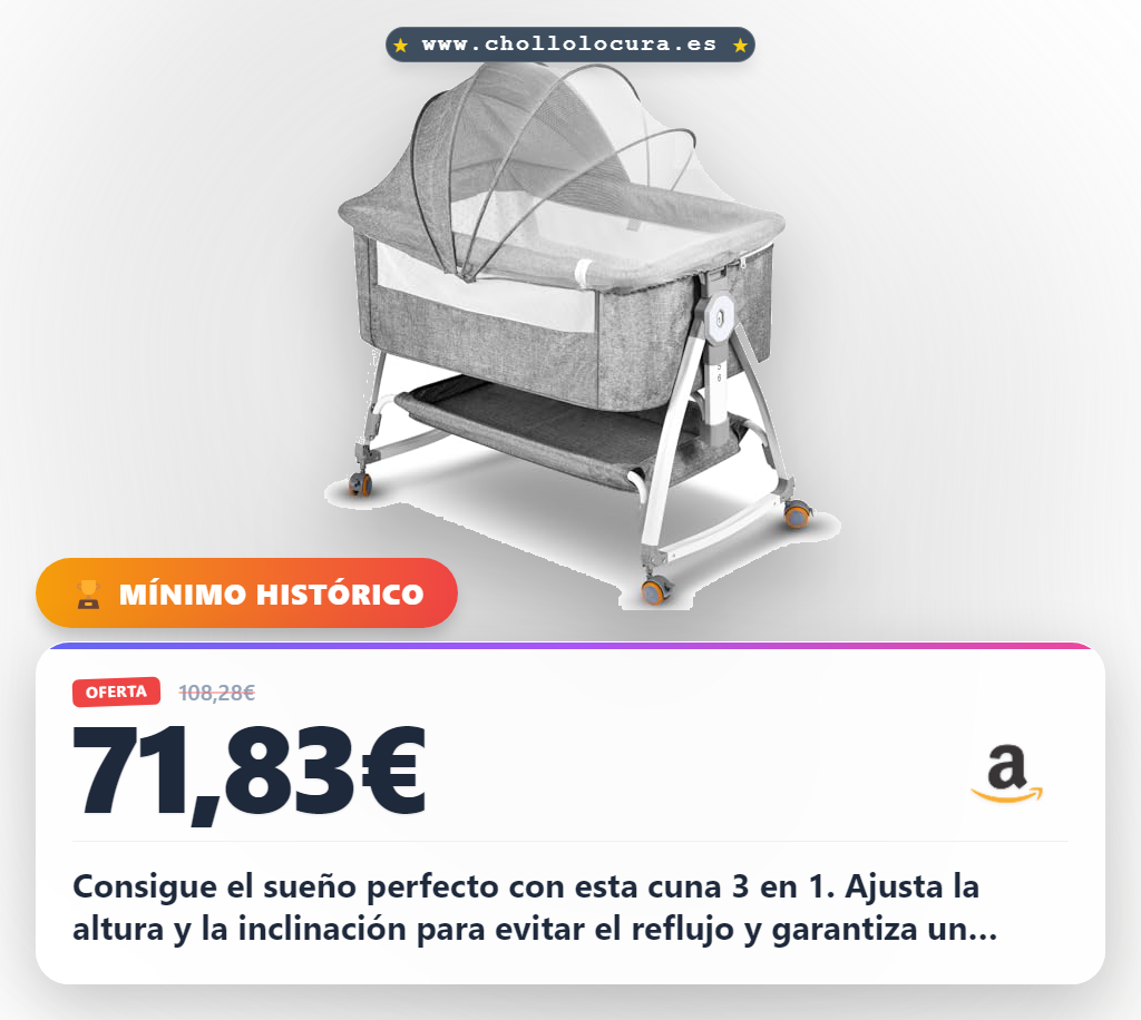 Consigue la cuna colecho 3 en 1 ajustable con 6 niveles y malla para viajes al mejor precio de oferta