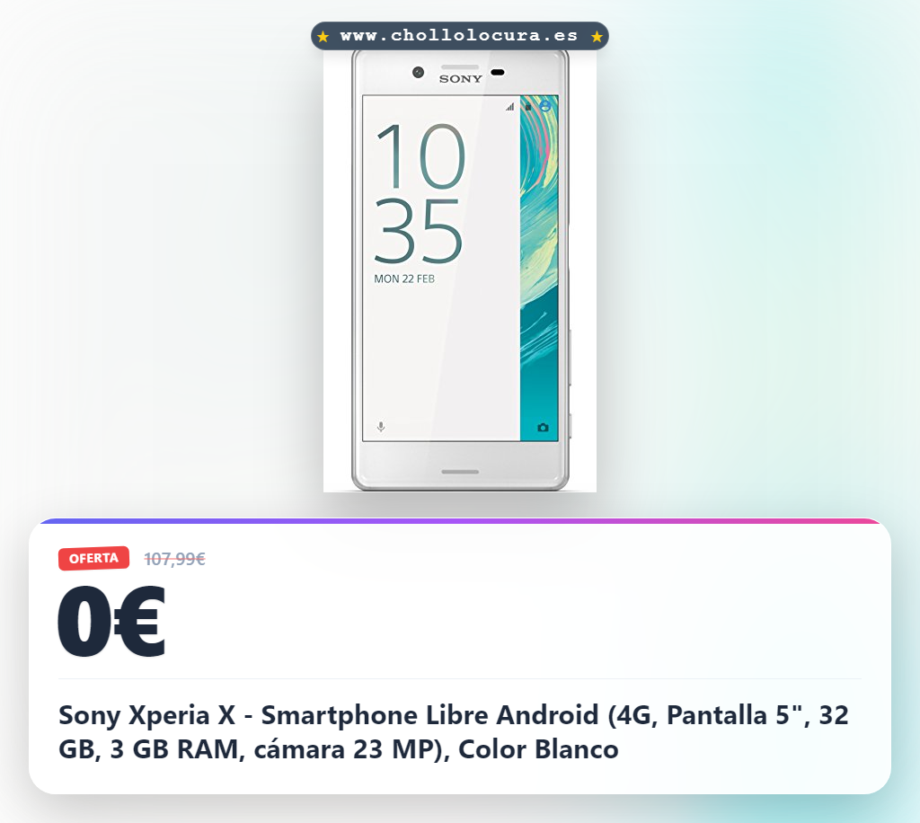 Sony Xperia X - Smartphone Libre Android (4G, Pantalla 5", 32 GB, 3 GB RAM, cámara 23 MP), Color Blanco