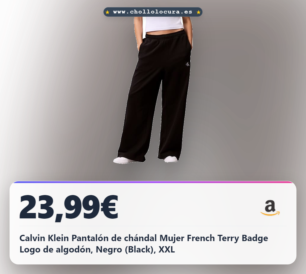Obtén joggers Calvin Klein Mujer French Terry en negro: comodidad y estilo al mejor precio