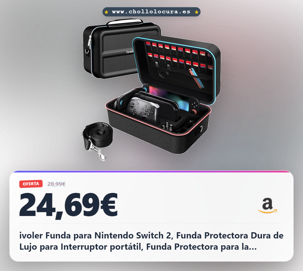 ivoler Funda para Nintendo Switch 2, Funda Protectora Dura de Lujo para Interruptor portátil, Funda Protectora para la Consola Nintendo Switch 2, y Otros Accesorios Contiene 20 Cartuchos de Juego