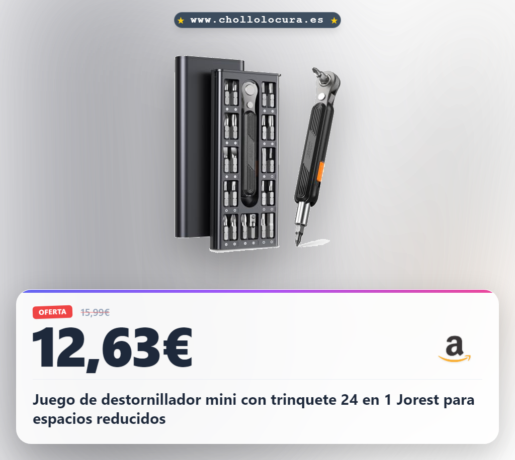 Juego de destornillador mini con trinquete 24 en 1 Jorest para espacios reducidos