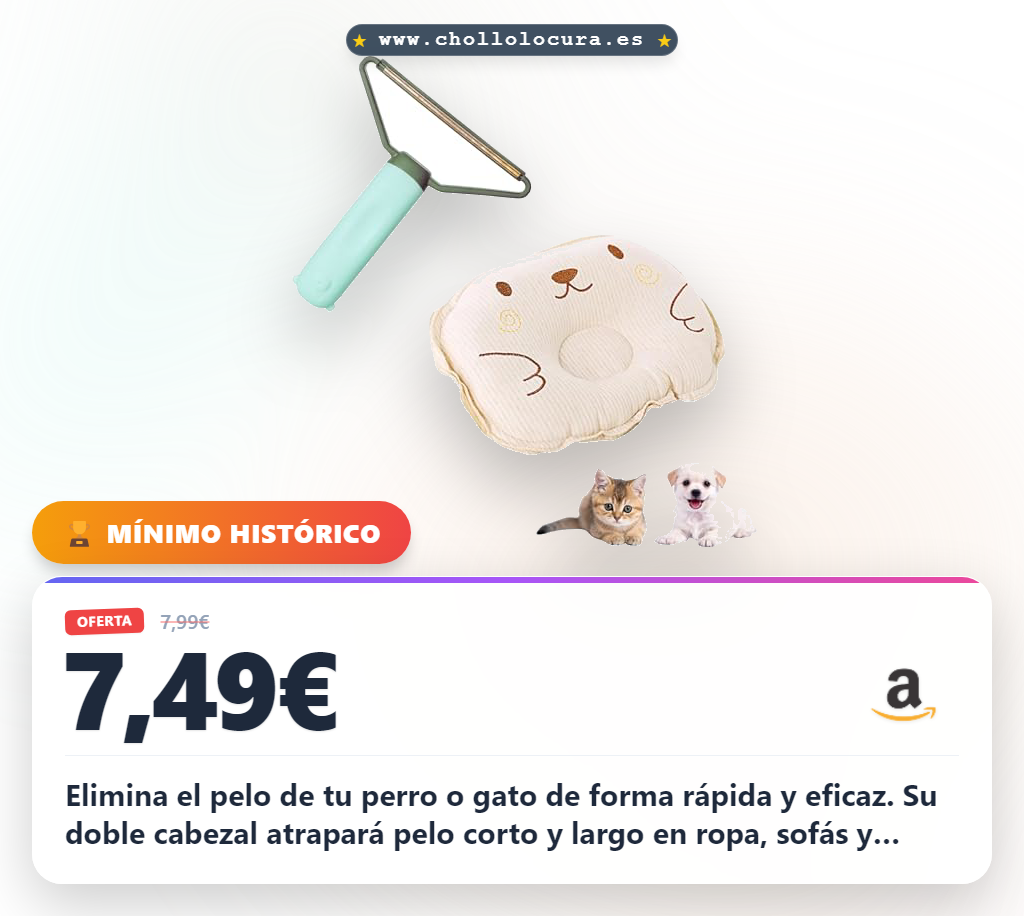 Llévate el quitapelos doble cabeza para perros y gatos. Limpia sofá, ropa y alfombras al mejor precio.