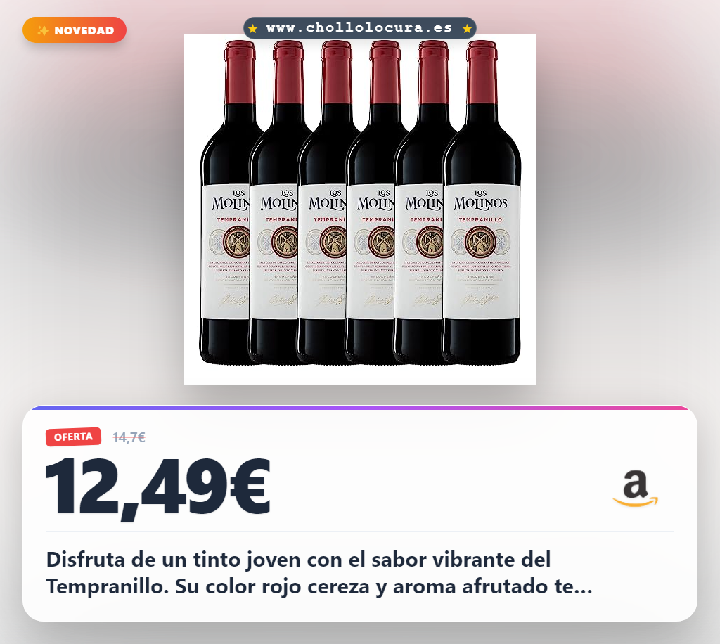 Aprovecha los Molinos Tradición Tinto D.O. Valdepeñas 2019 en oferta histórica