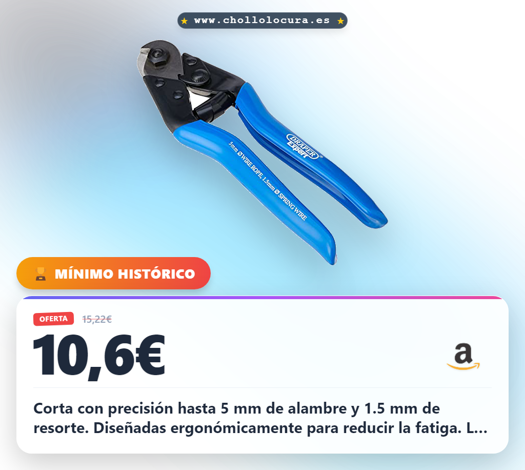 Consigue alicates de corte diagonal con precisión hasta 5 mm y 1.5 mm en oferta histórica