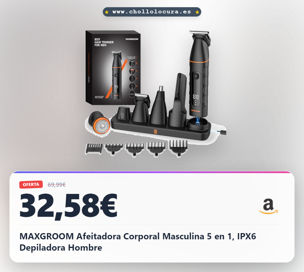Logra el Afeitado Perfecto con la Afeitadora Corporal MAXGROOM 5 en 1 IPX6 | Cuidado Masculino