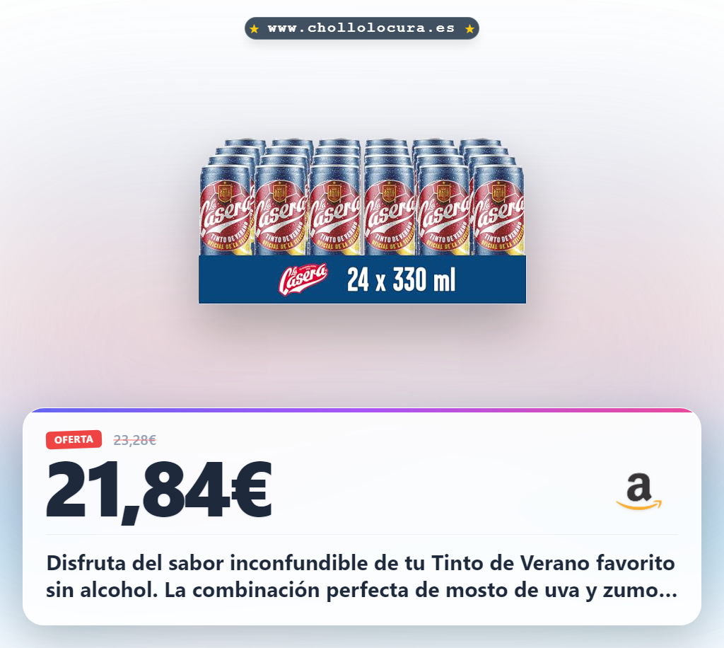 Llévate el Tinto de Verano La Casera sin alcohol con limón 0,0% en oferta histórica. Pack 24 x 33 cl.