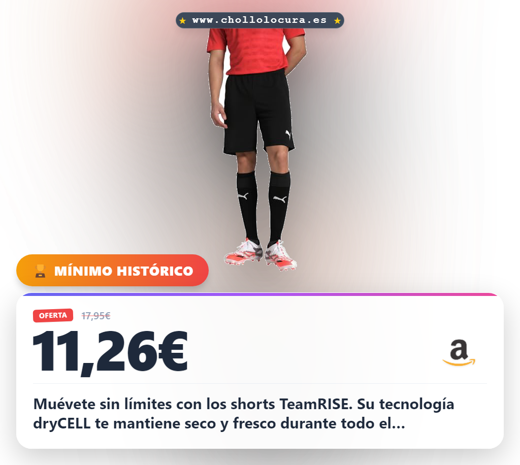 Obtén los pantalones cortos Puma teamRISE dryCELL para hombre con cintura elástica al mejor precio