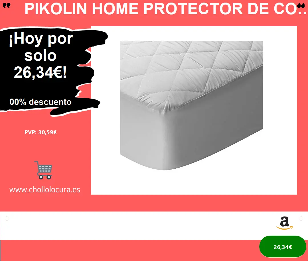 Pikolin Home Protector de Colchón Acolchado Antiácaros Impermeable, Cubrecolchón, Transpirable, Confortable, Varias Medidas