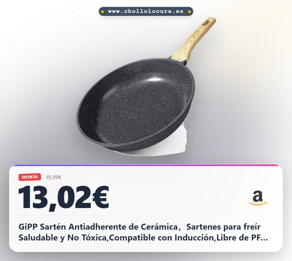 GiPP Sartén Antiadherente de Cerámica，Sartenes para freír Saludable y No Tóxica,Compatible con Inducción,Libre de PFAS y PFOA,Apta para Lavavajillas（Gris,26CM）