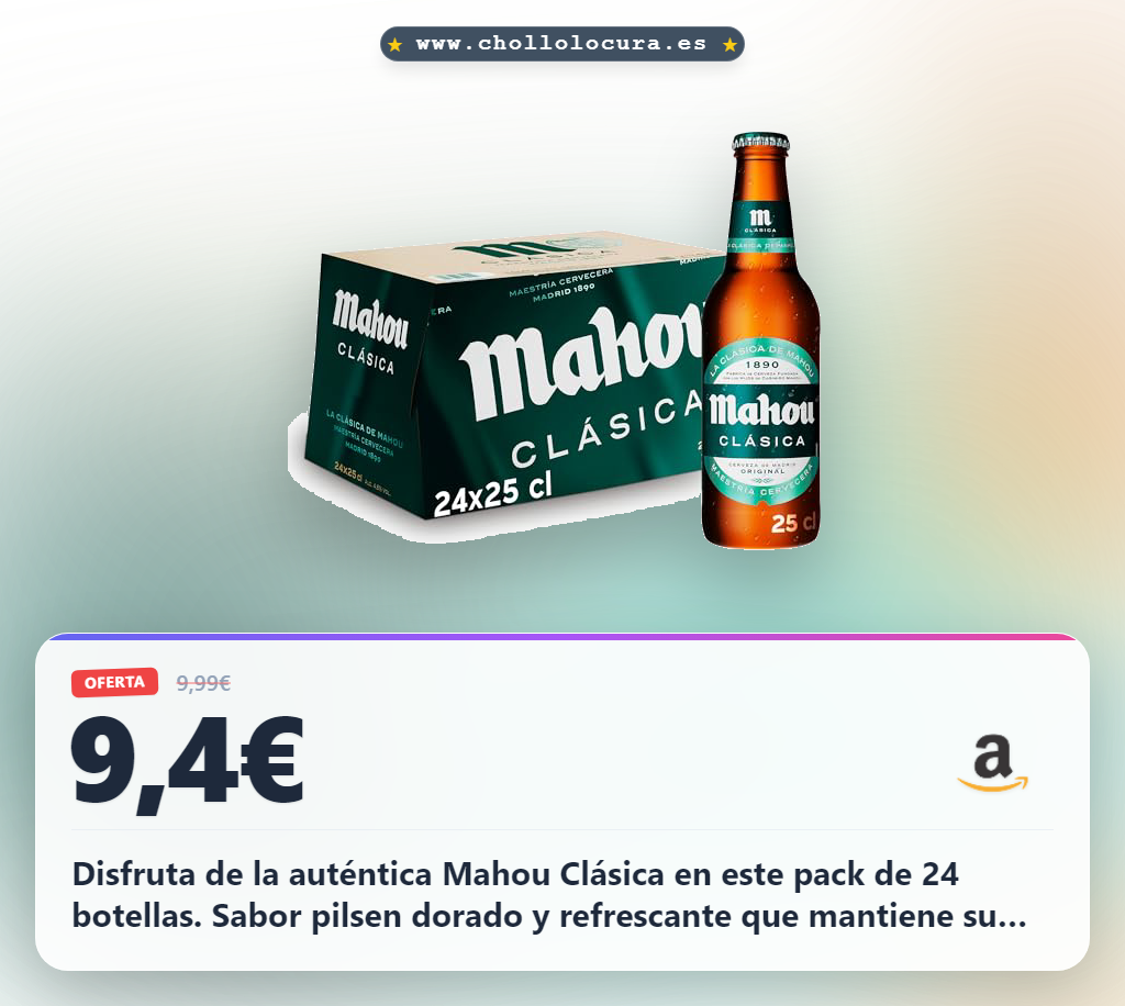 Aprovecha el Pack de 24 Botellas de Cerveza Mahou Clásica al mejor precio histórico