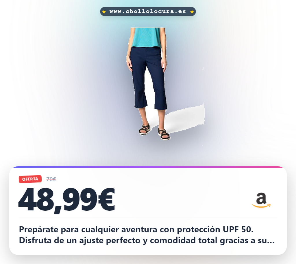Consigue el pantalón Columbia Leslie Falls Capri II con protección UPF 50 y ajuste perfecto en oferta al mejor precio del año