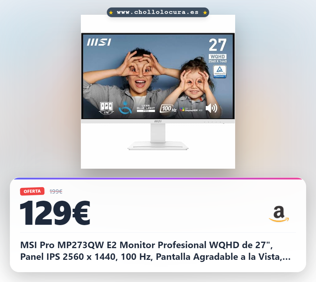 ¡Descubre el monitor MSI Pro MP273QW E2 de 27 WQHD con panel IPS, 100 Hz y tecnología para cuidar tu vista!