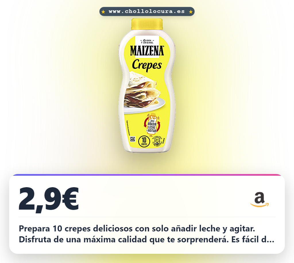 Aprovecha Maizena Crêpes 198g. Fácil de preparar con leche. Máxima calidad en oferta histórica para tus postres.