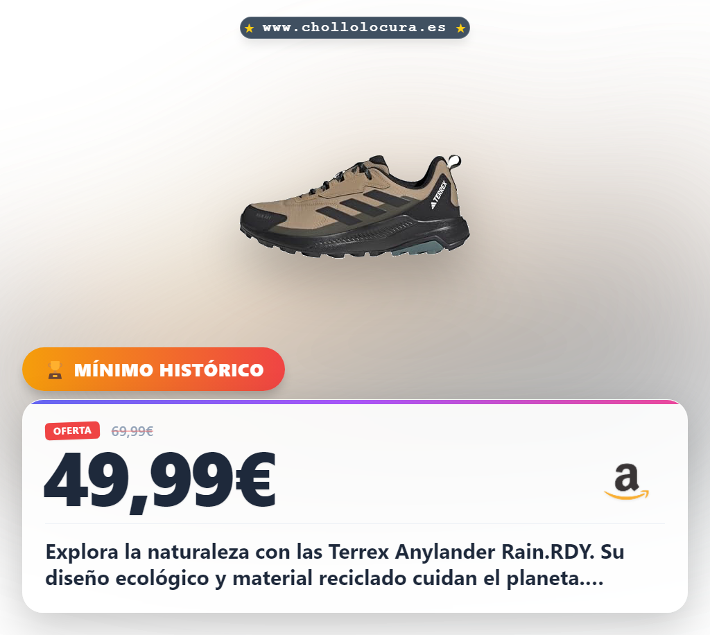 Obtén zapatillas de senderismo Adidas Terrex Anylander Rain.RDY: resistentes y ecológicas al mejor precio.