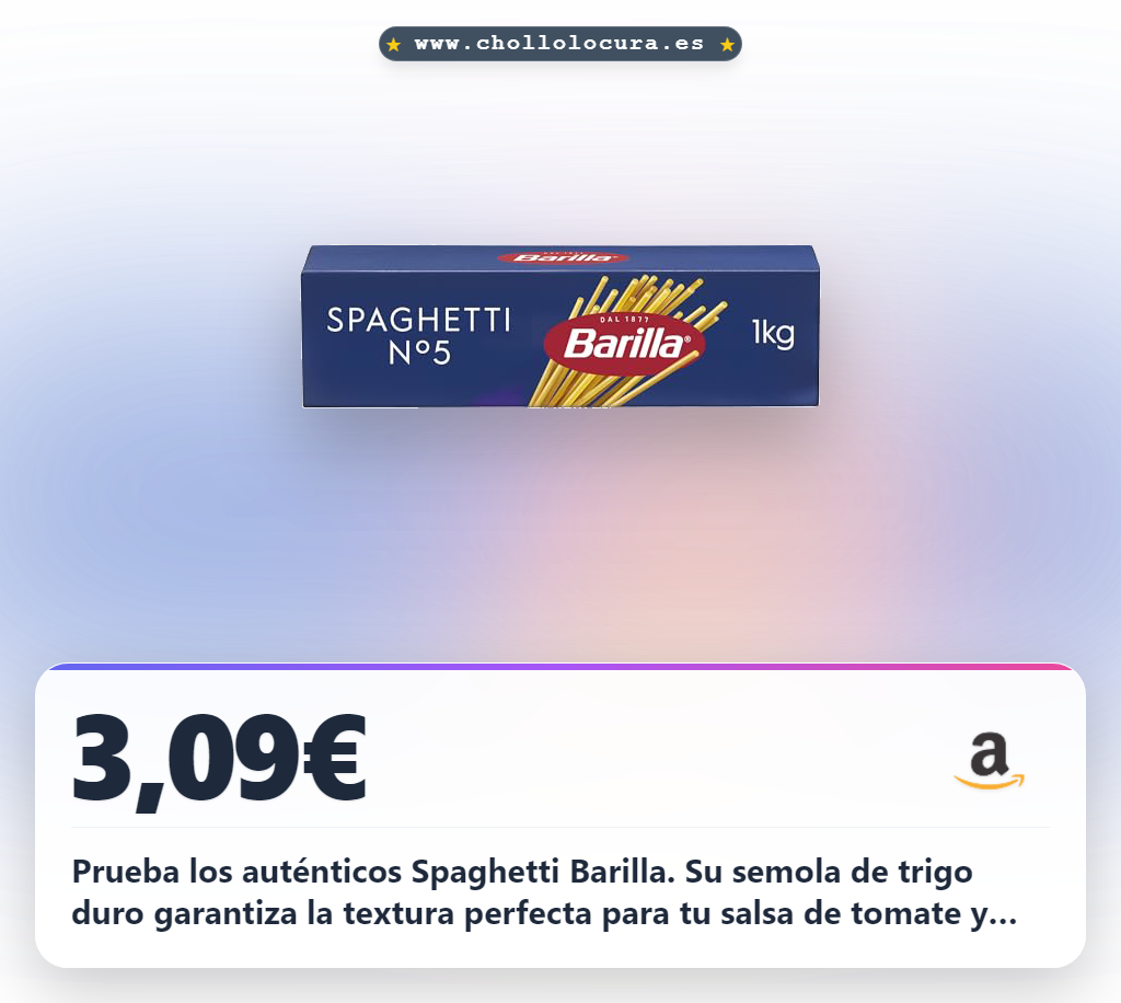 Aprovecha los Spaghetti Barilla N°5 de semola de trigo duro. Pastas largas de Nápoles ideales para salsa de tomate al mejor precio