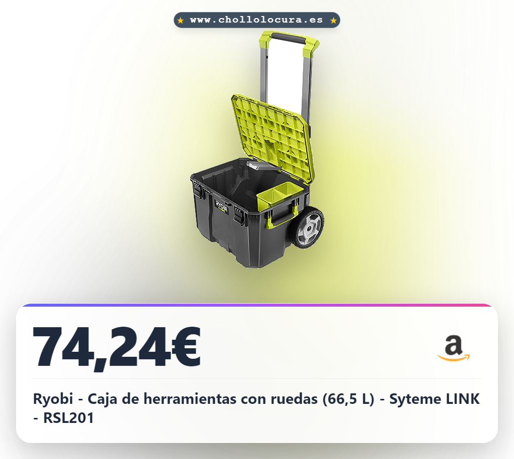 Llévate la caja de herramientas Ryobi LINK 66,5 L con sistema modular IP65 al mejor precio.