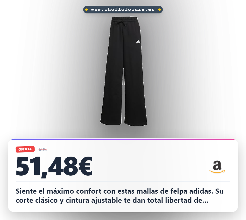 Aprovecha los pantalones anchos adidas Mujer Fleece 3-Stripes negros con cintura elástica al mejor precio de chollo