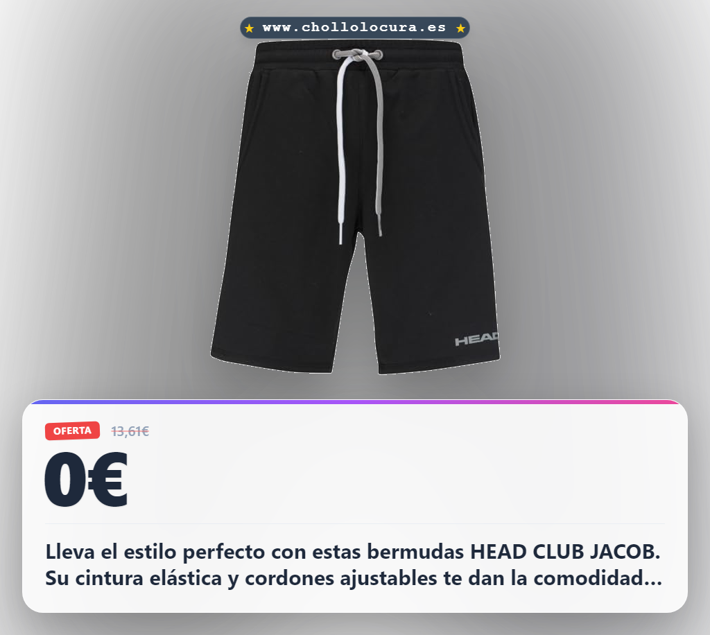 Consigue las bermudas HEAD CLUB JACOB con cordón ajustable y bolsillos a precio de chollo