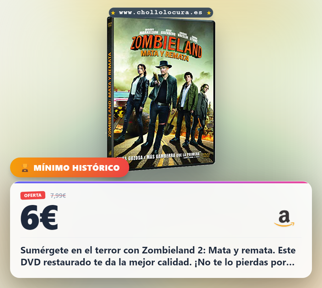 Llévate Zombieland 2: Mata y remata (DVD) al mejor precio en oferta histórica de terror
