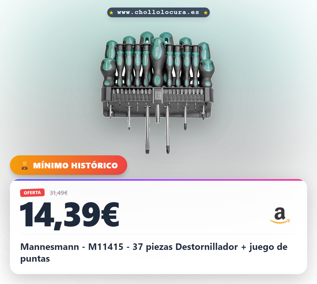 Mannesmann - M11415 - 37 piezas Destornillador + juego de puntas
