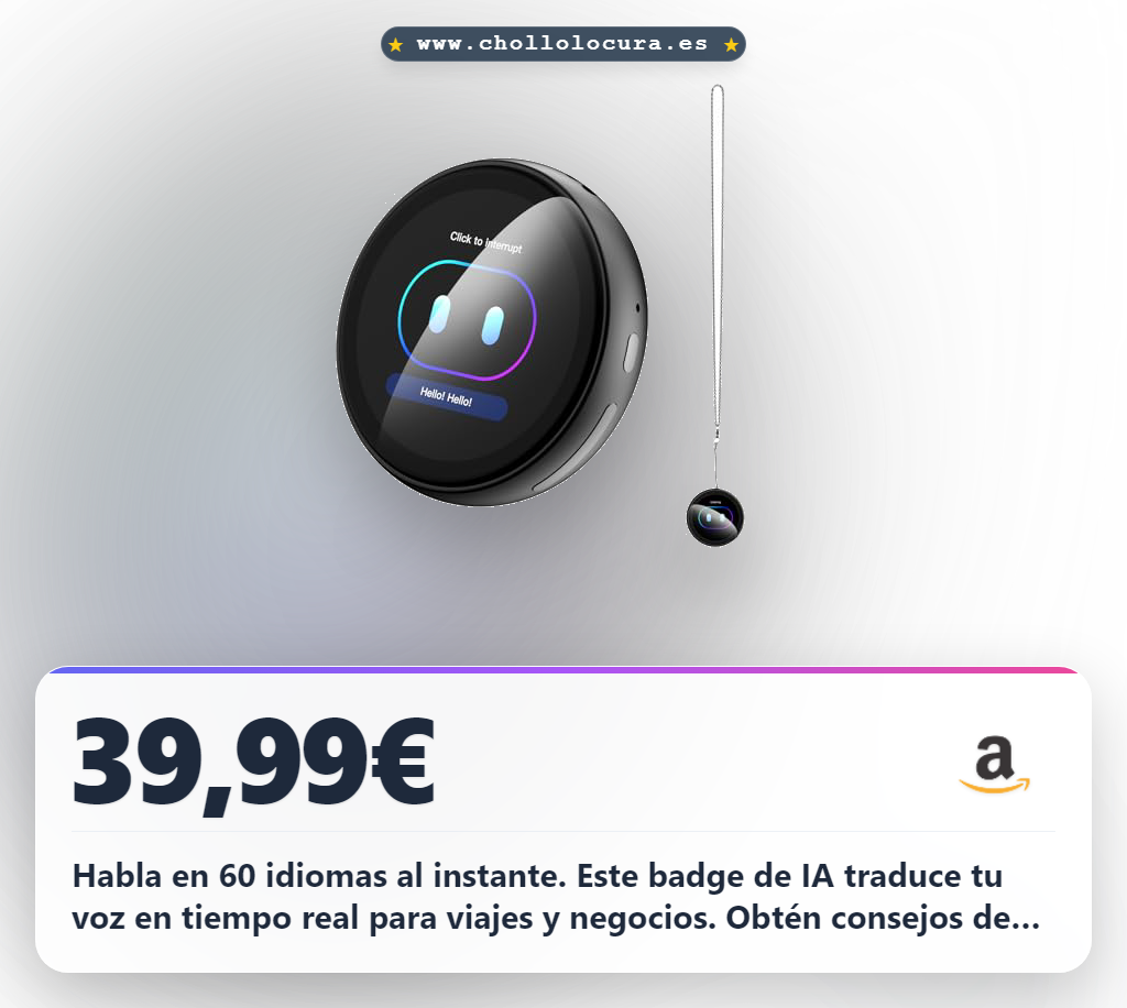 Consigue el Z01 AI Badge portátil con traducción de voz en 60 idiomas y asistente inteligente a precio de chollo