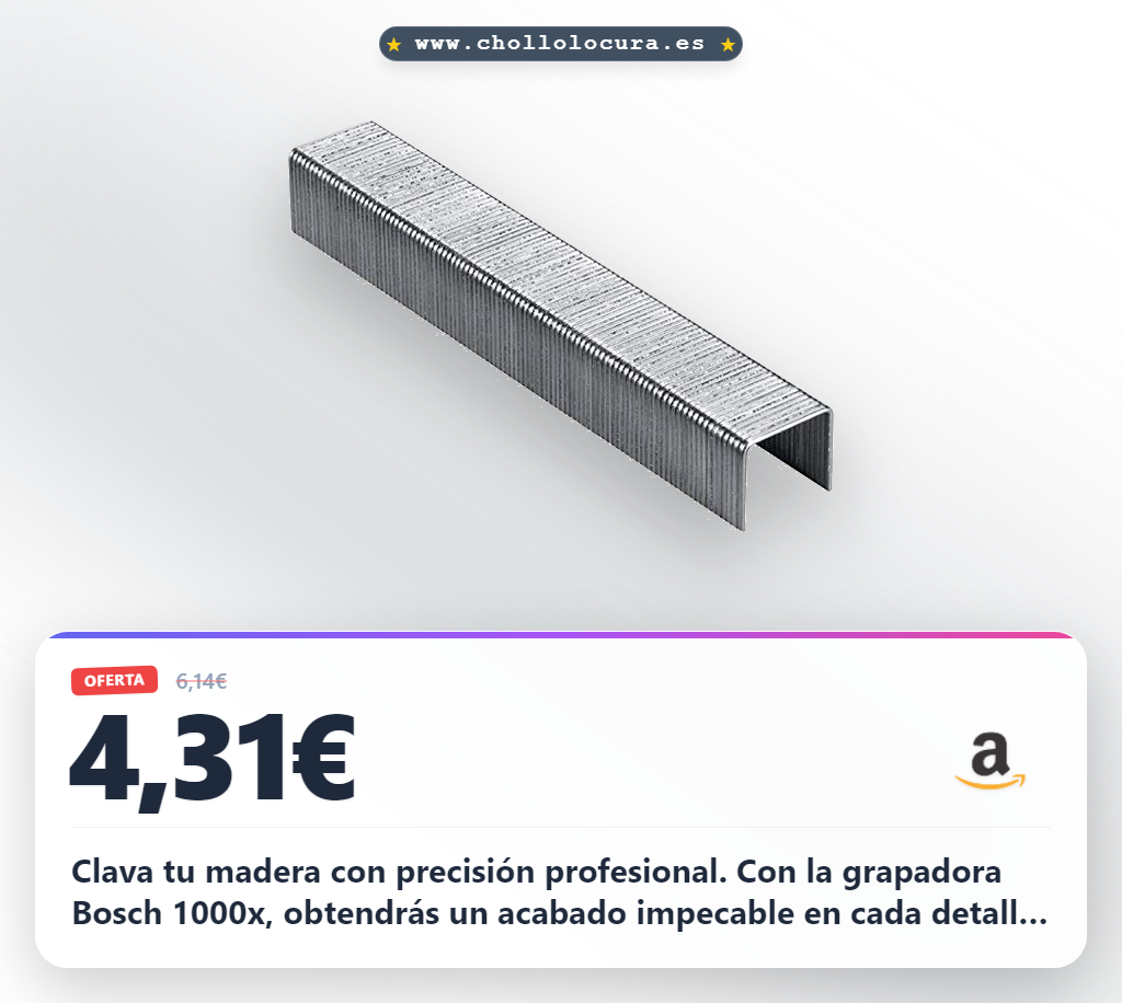 Llévate la grapadora Bosch 1000x Tipo 53 para madera de 10 mm al mejor precio del año en oferta histórica