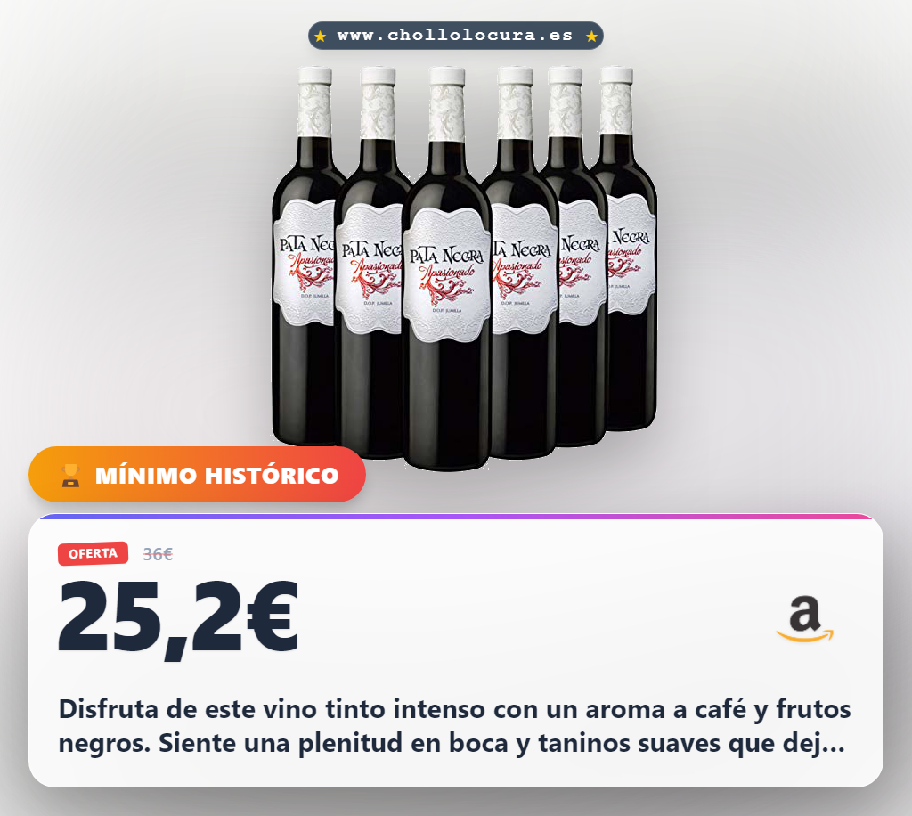 Consigue el vino tinto Pata Negra D.O Jumilla con Monastrell y Cabernet Sauvignon al mejor precio del año en oferta