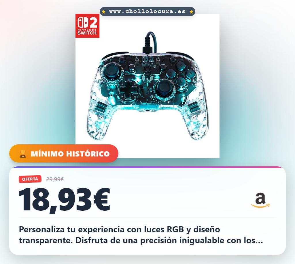Consigue el mando Turtle Beach Afterglow RGB transparente para Nintendo Switch con sticks Hall en oferta