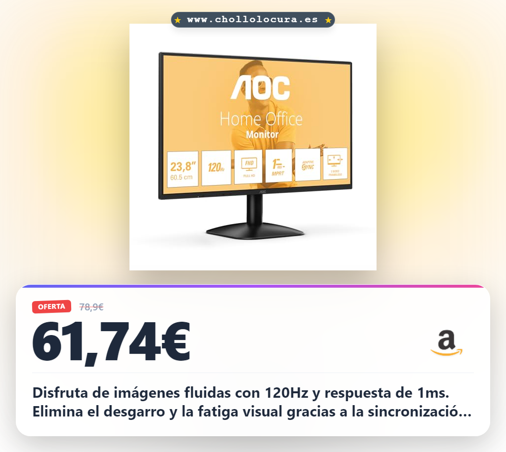 Consigue el monitor AOC 24B31H de 24 pulgadas con panel IPS y 120Hz en oferta histórica