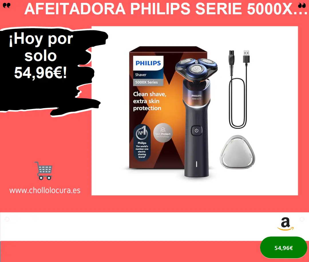 Afeitadora Philips Serie 5000X con Tecnología SkinProtect, Afeitado Suave y Uniforme