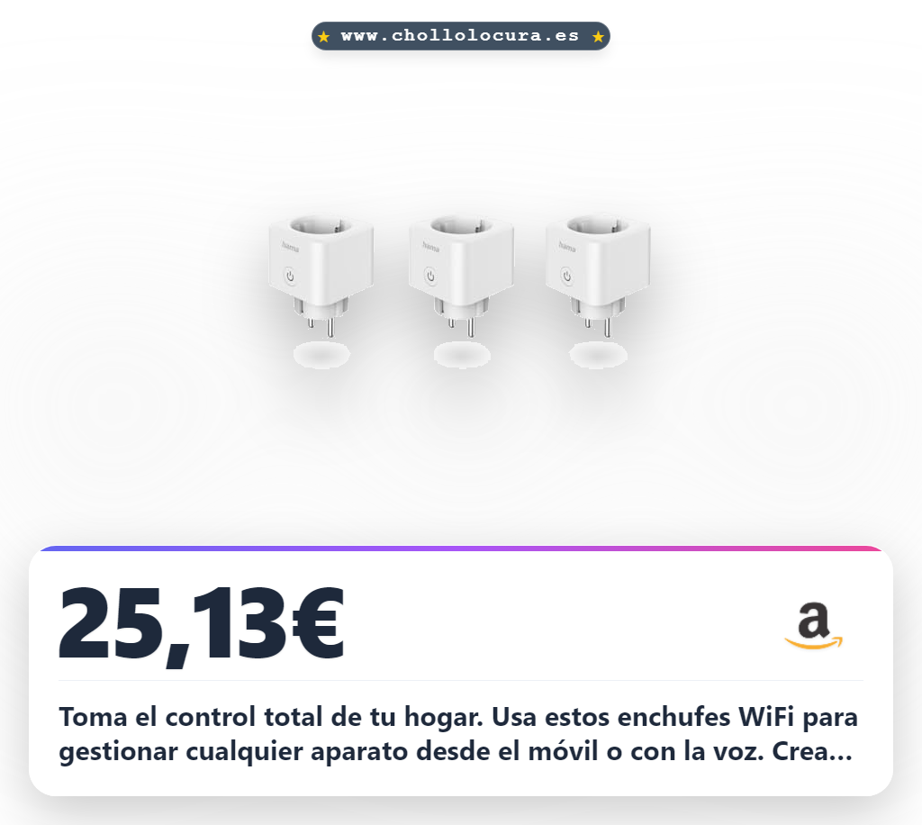 Llévate el pack de 3 enchufes inteligentes WiFi Hama para controlar tus aparatos y ahorrar energía al mejor precio del año