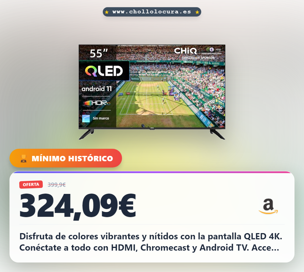 Consigue tu Smart TV QLED 55 pulgadas con Android TV y conectividad HDMI 2.0 al mejor precio
