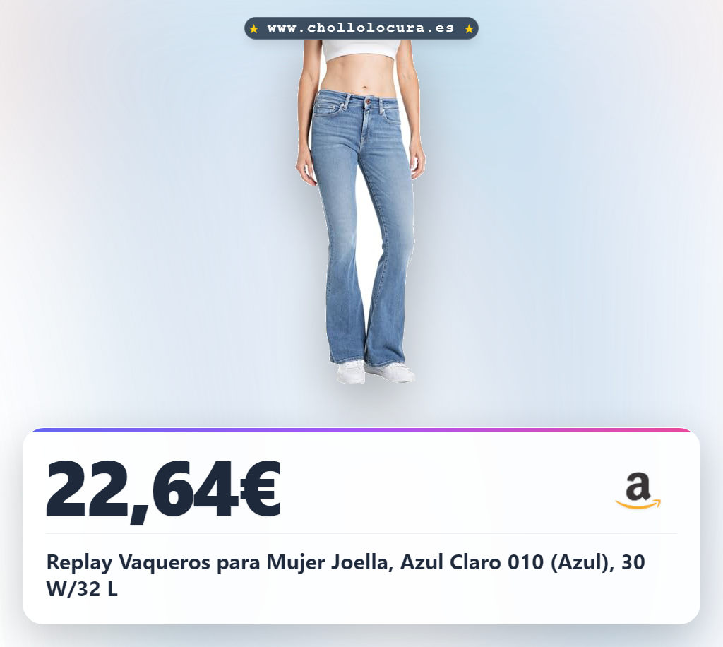 Replay Vaqueros para Mujer Joella, Azul Claro 010 (Azul), 30 W/32 L