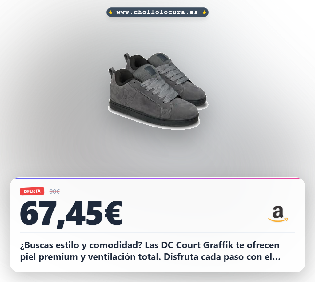 Llévate las zapatillas DC Court Graffik de piel en gris con diseño ventilado y confort al mejor precio