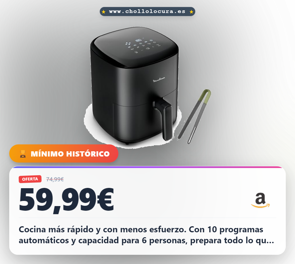 Aprovecha la freidora de aire Moulinex Easy Fry Max 5L con 10 programas y ahorro energético