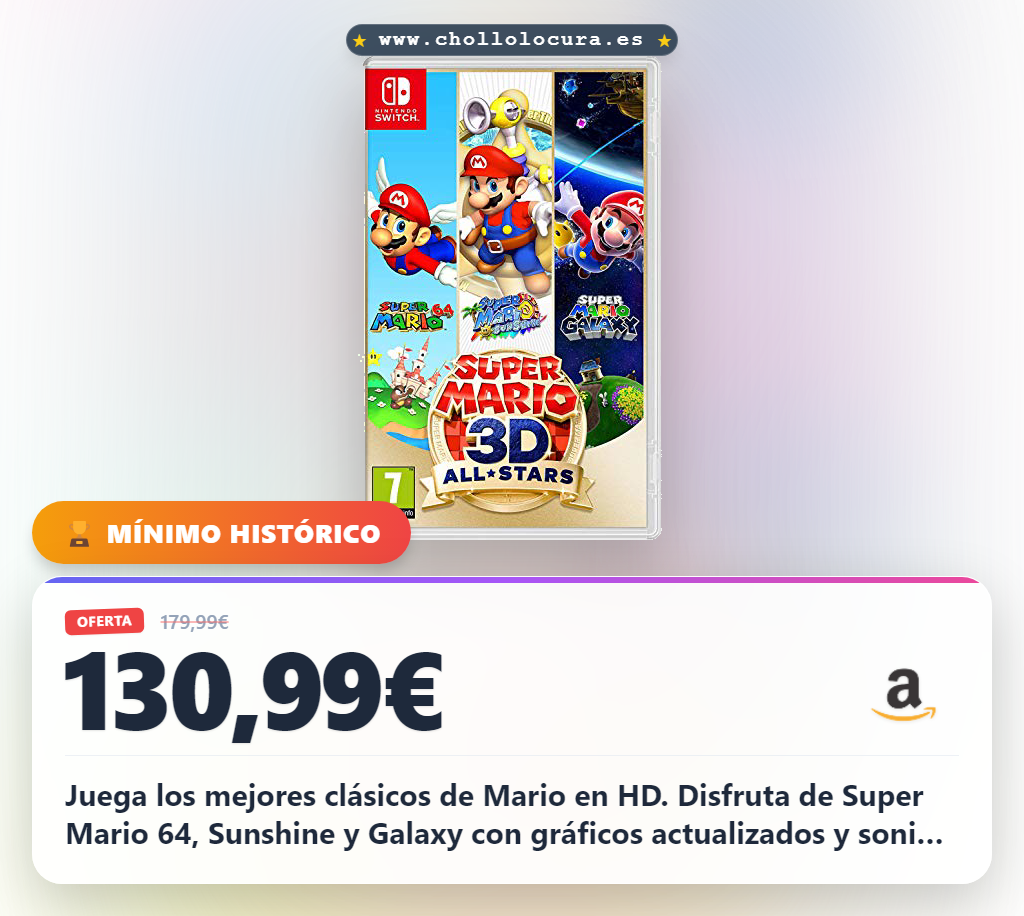 Aprovecha Super Mario 3D All-Stars para Nintendo Switch: 3 juegos clásicos en HD y sonidos épicos a precio de chollo