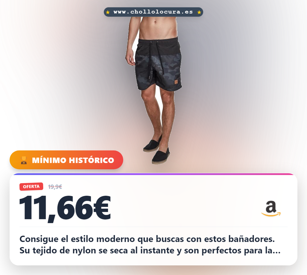 Aprovecha el bañador estilo moderno de hombre URBAN CLASSICS con secado rápido y máximo confort para tus vacaciones