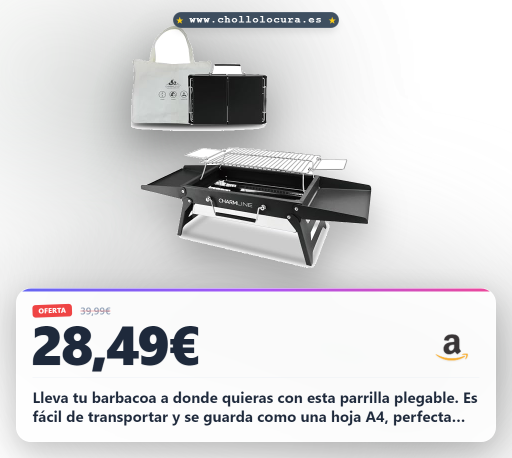 Aprovecha esta barbacoa de carbón plegable para camping y picnic en oferta histórica al mejor precio