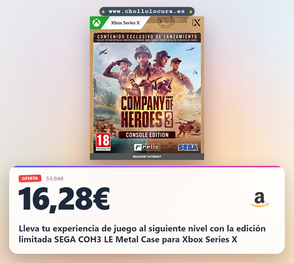 Lleva tu experiencia de juego al siguiente nivel con la edición limitada SEGA COH3 LE Metal Case para Xbox Series X