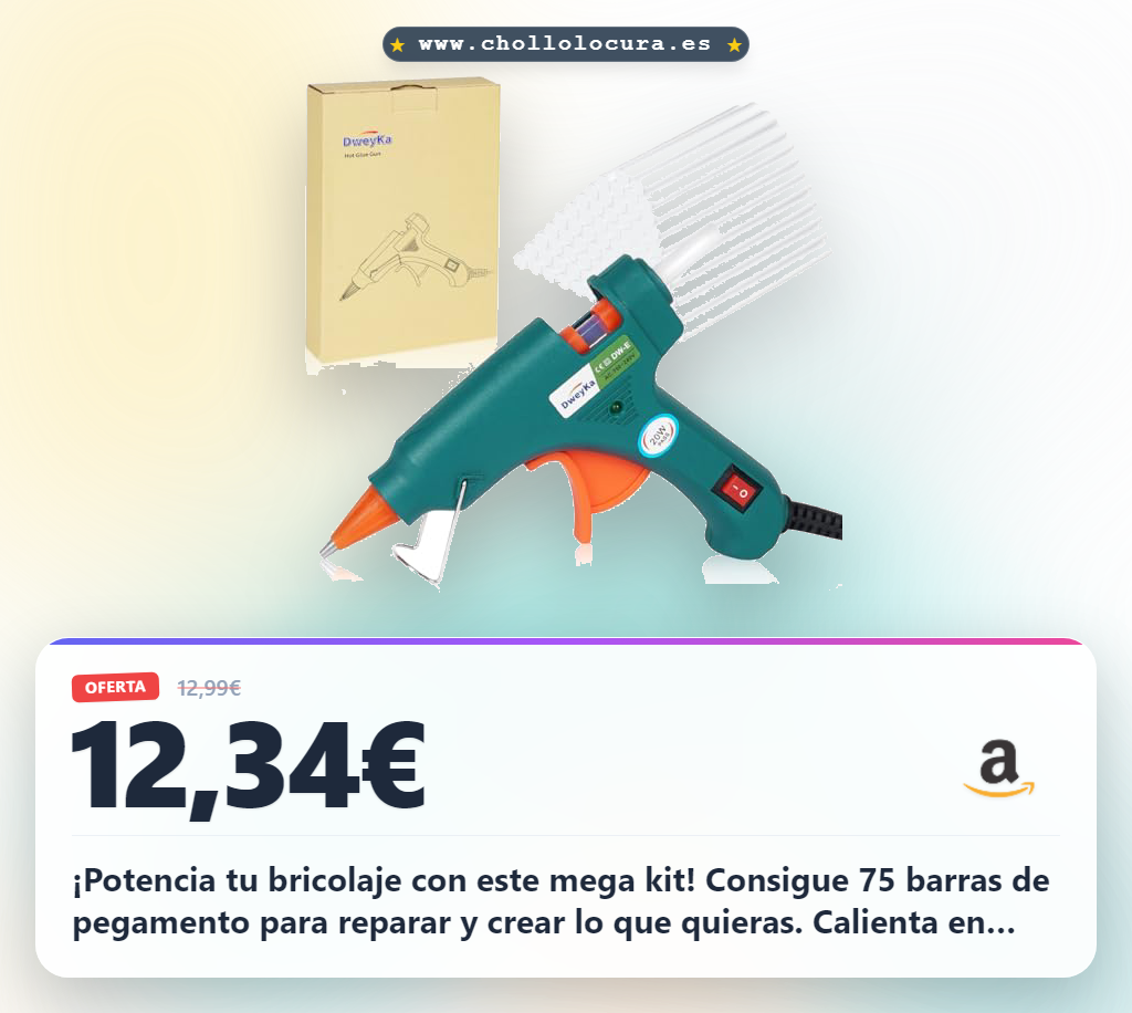 Compra la Pistola de Pegamento Caliente Dweyka 20W con 75 barras para bricolaje al mejor precio