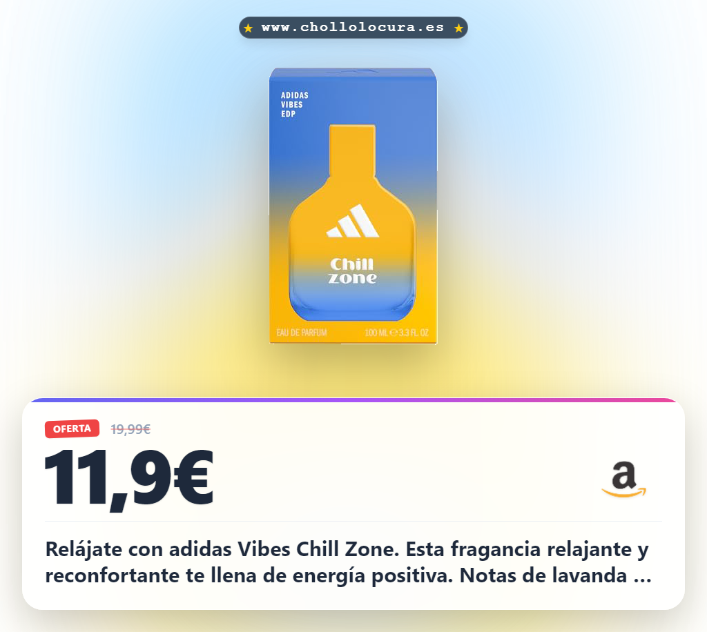 Aprovecha el perfume adidas Vibes Chill Zone Eau de Parfum con notas de lavanda y vainilla al mejor precio