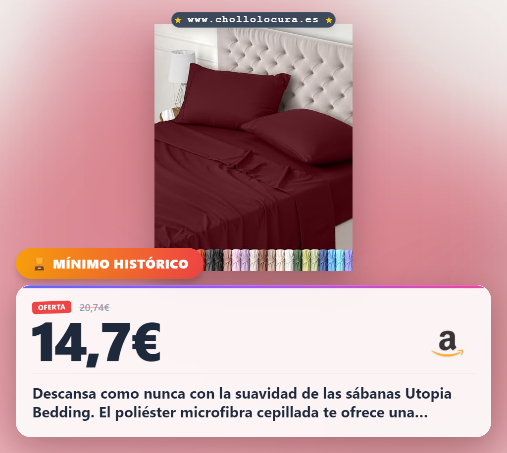 Aprovecha el juego de sábanas Utopia Bedding 4 piezas en oferta: poliéster microfibra Oeko-Tex para dormir cómodo