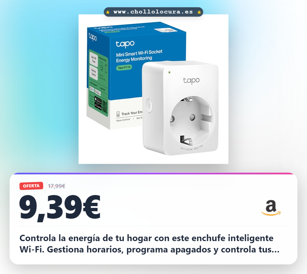Consigue el enchufe inteligente Wi-Fi Tapo P110 con monitoreo energético y control por voz Alexa y Google