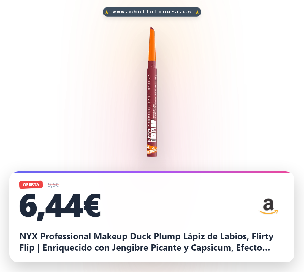 NYX Professional Makeup Duck Plump Lápiz de Labios, Flirty Flip | Enriquecido con Jengibre Picante y Capsicum, Efecto Voluminizador, Labios Rellenos y Perfilados, Duck Plump