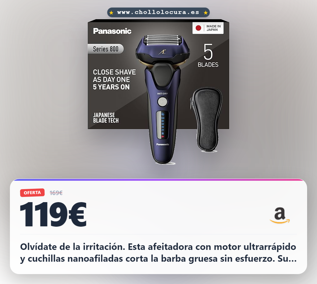 Aprovecha la afeitadora Panasonic Series 800 con 5 hojas nanoafiladas y motor ultrarrápido para un afeitado perfecto