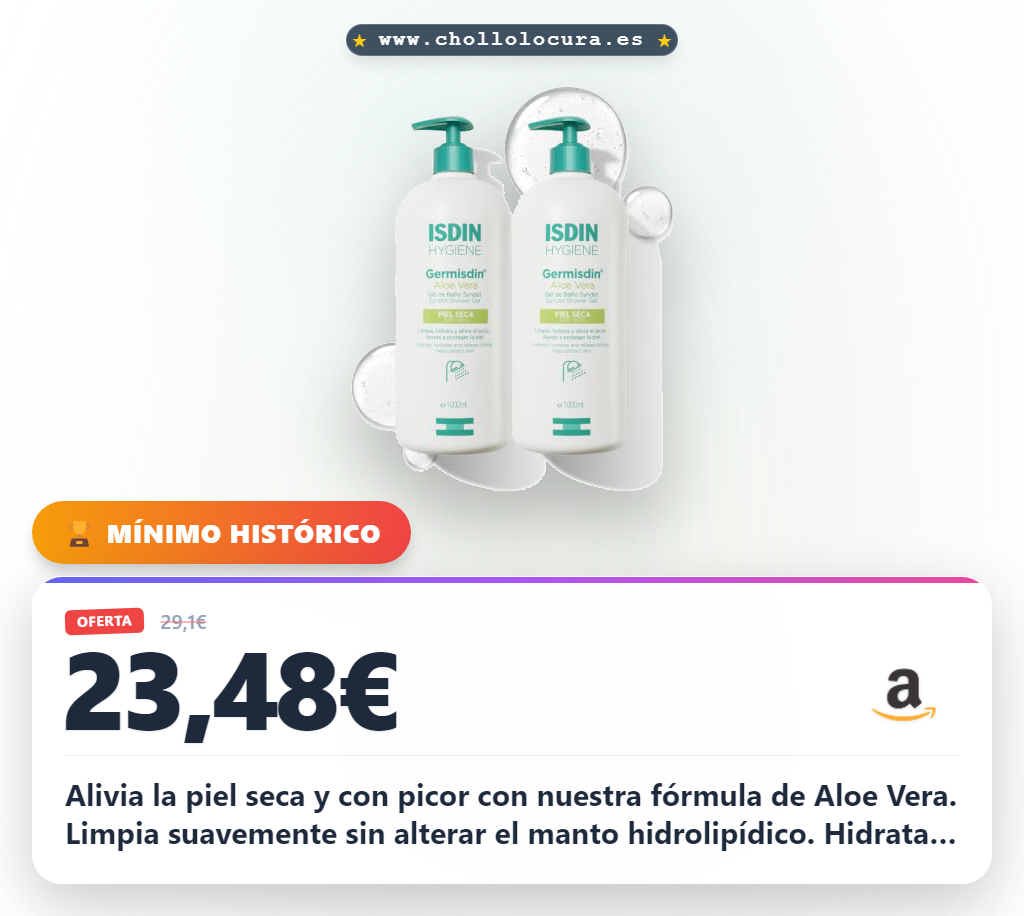 Aprovecha este gel de baño ISDIN Germisdin Aloe Vera para piel seca y con picor en oferta