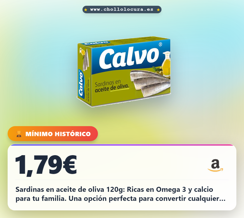 Aprovecha las sardinas en aceite de oliva 120g ricas en Omega 3 y calcio para toda la familia