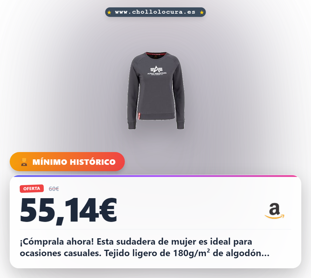 Alpha Industries New Basic Sweater Sudadera para Mujer Vintage Grey