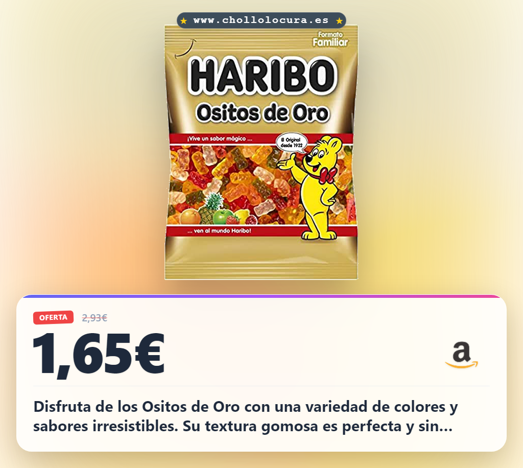 Aprovecha las gomosas Ositos de Oro de HARIBO con colores y sabores diferentes al mejor precio